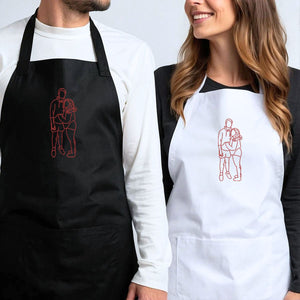 Custom Embroidered Photo Portrait Couple Apron