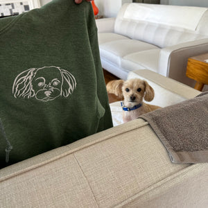 Custom Dog Portrait Embroidered Sweatshirt for Dog Dad, Personalized Pet Memorial Gift For Husband