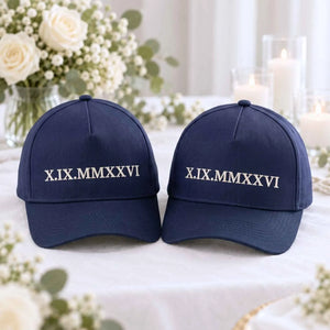 Custom Roman Numeral Snapback Hat - Embroidered Anniversary Cap for His & Hers, Newlywed Gift