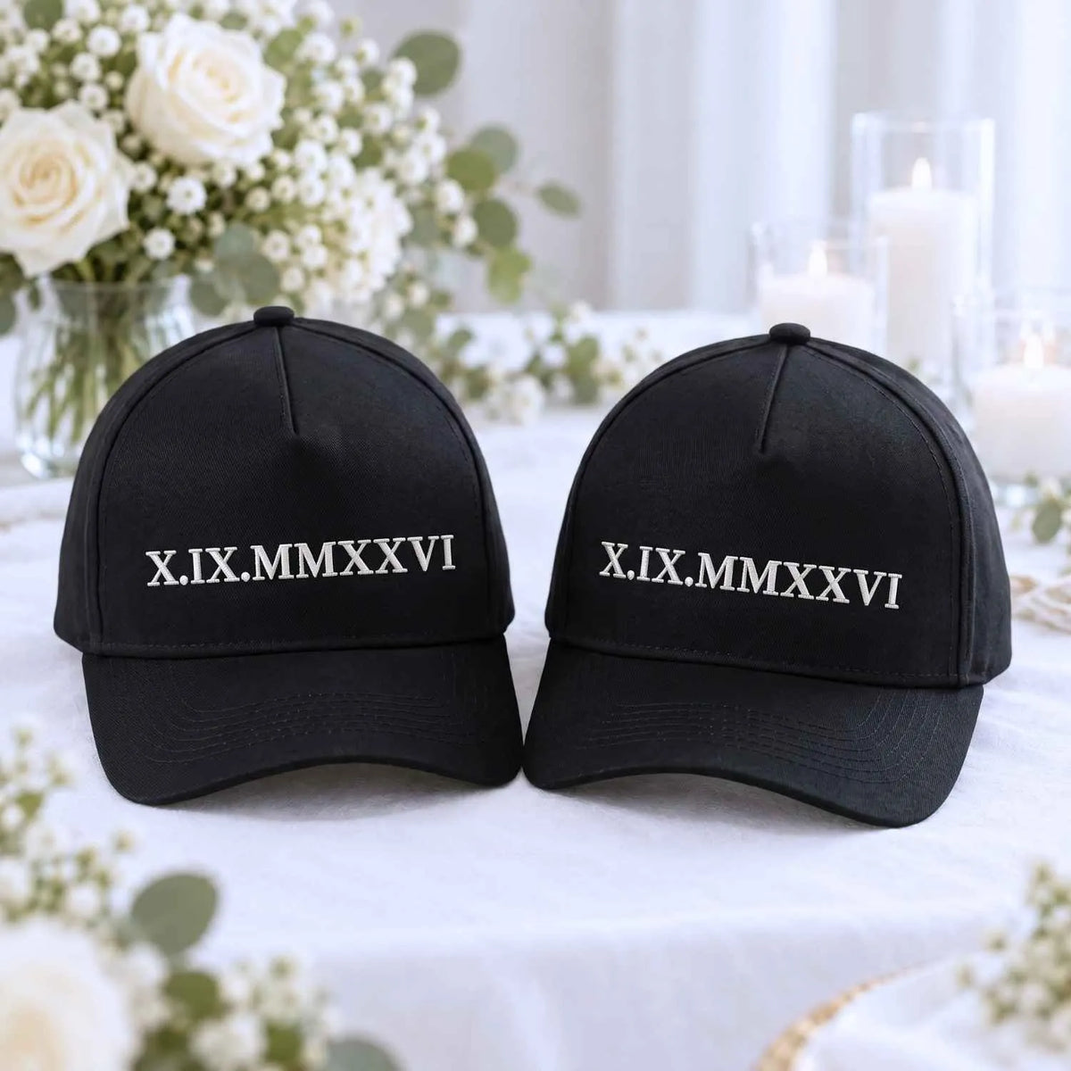 Custom Roman Numeral Snapback Hat - Embroidered Anniversary Cap for His & Hers, Newlywed Gift