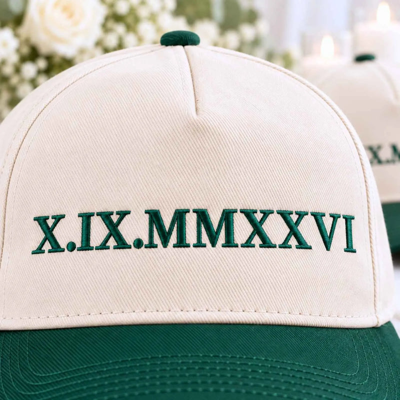 Custom Roman Numeral Snapback Hat - Embroidered Anniversary Cap for His & Hers, Newlywed Gift