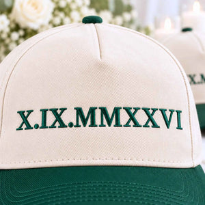 Custom Roman Numeral Snapback Hat - Embroidered Anniversary Cap for His & Hers, Newlywed Gift