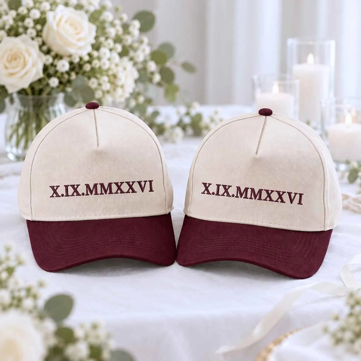 Custom Roman Numeral Snapback Hat - Embroidered Anniversary Cap for His & Hers, Newlywed Gift