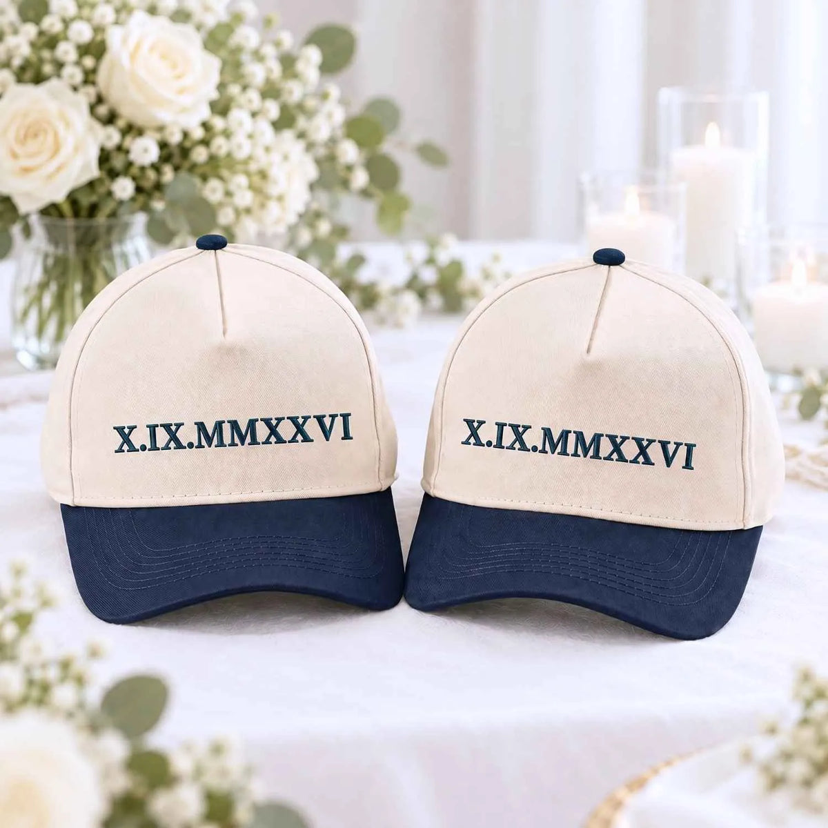 Custom Roman Numeral Snapback Hat - Embroidered Anniversary Cap for His & Hers, Newlywed Gift