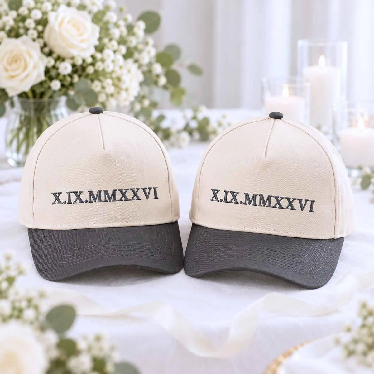 Custom Roman Numeral Snapback Hat - Embroidered Anniversary Cap for His & Hers, Newlywed Gift