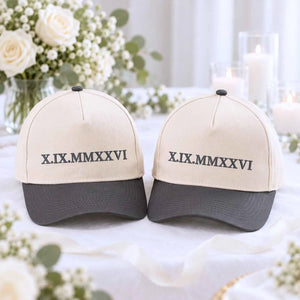 Custom Roman Numeral Snapback Hat - Embroidered Anniversary Cap for His & Hers, Newlywed Gift