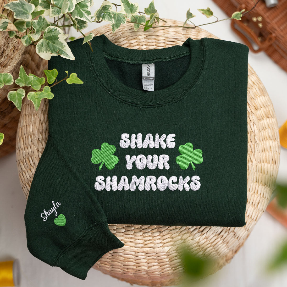 Shake Your Shamrocks Sweatshirt or Hoodie, Custom Embroidered Gift for Saint Patrick's Day