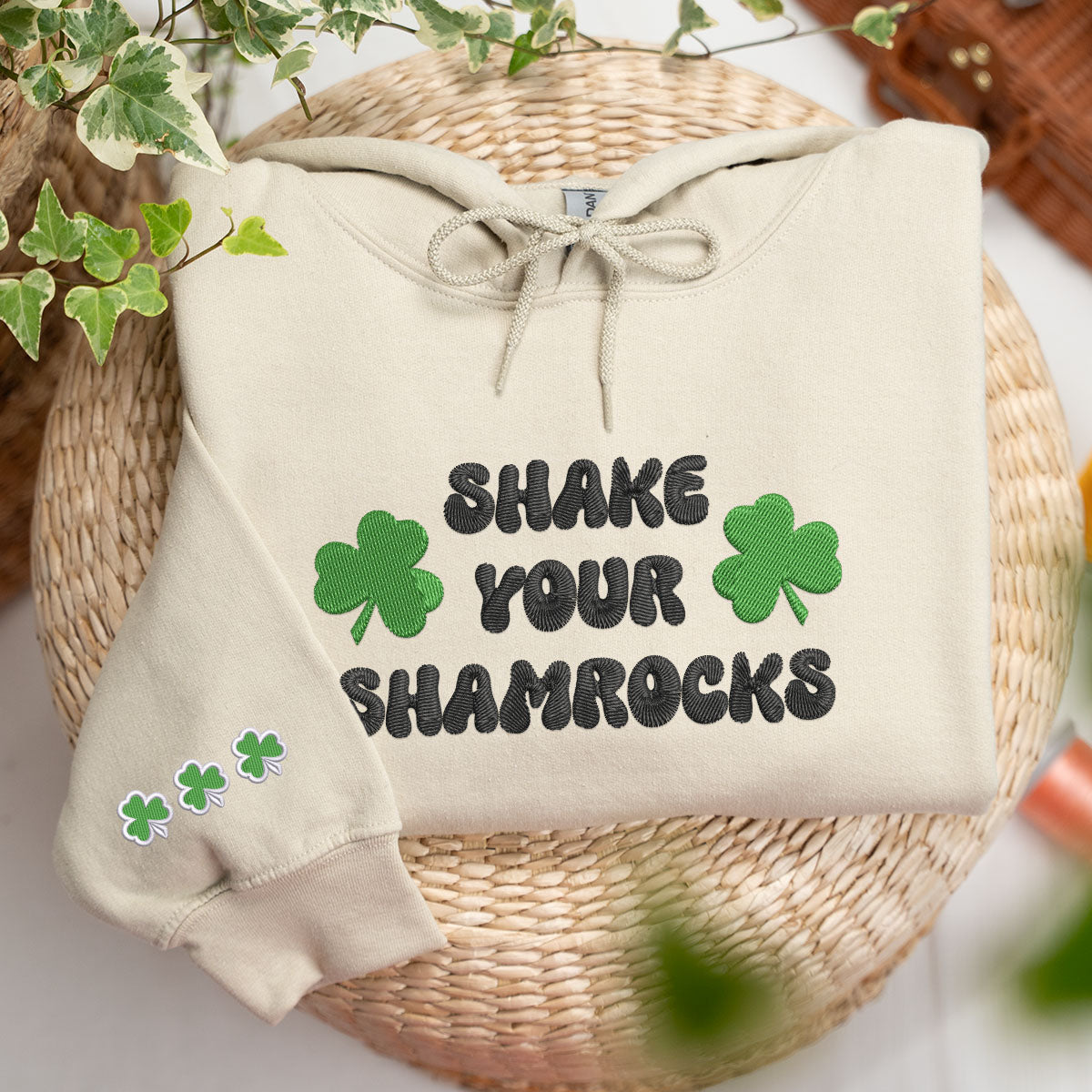 Shake Your Shamrocks Sweatshirt or Hoodie, Custom Embroidered Gift for Saint Patrick's Day