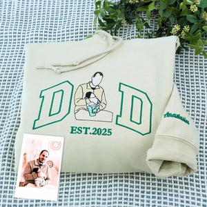 Dad Sand Hoodie with Kids name on sleeve, a meaningful and cozy gift for new dad