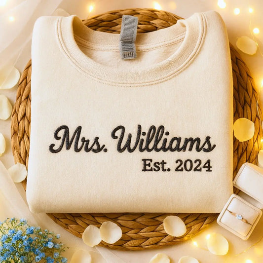 Mrs. Sweatshirt Sand for Futute Wife, Wedding Gift, with 2024 embroidery