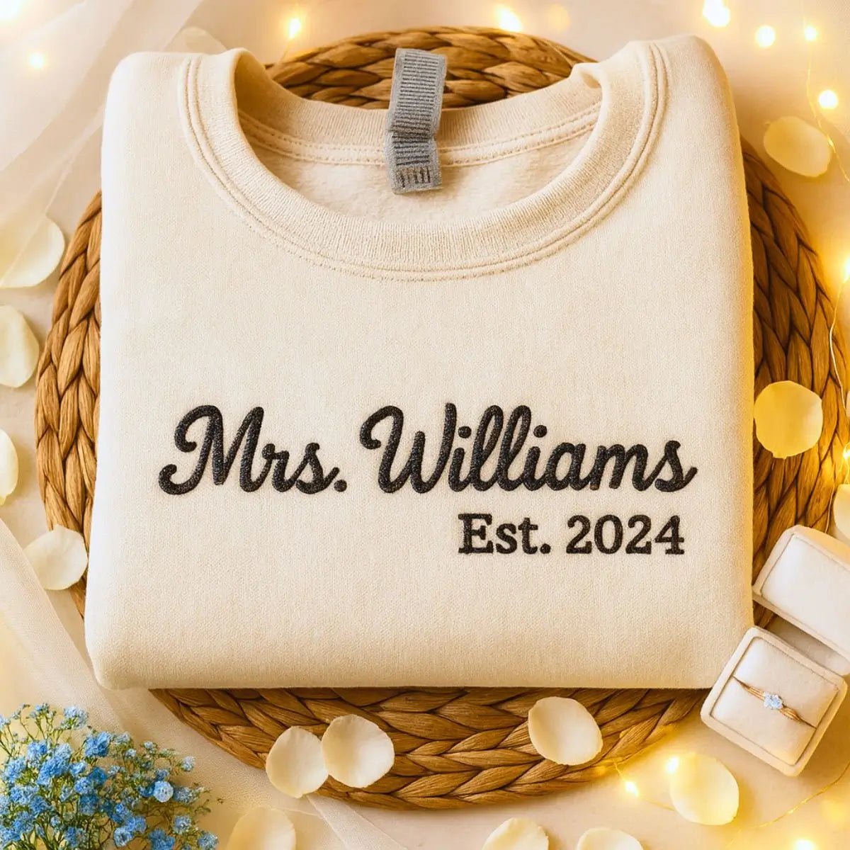 Mrs. Sweatshirt Sand for Futute Wife, Wedding Gift, with 2024 embroidery