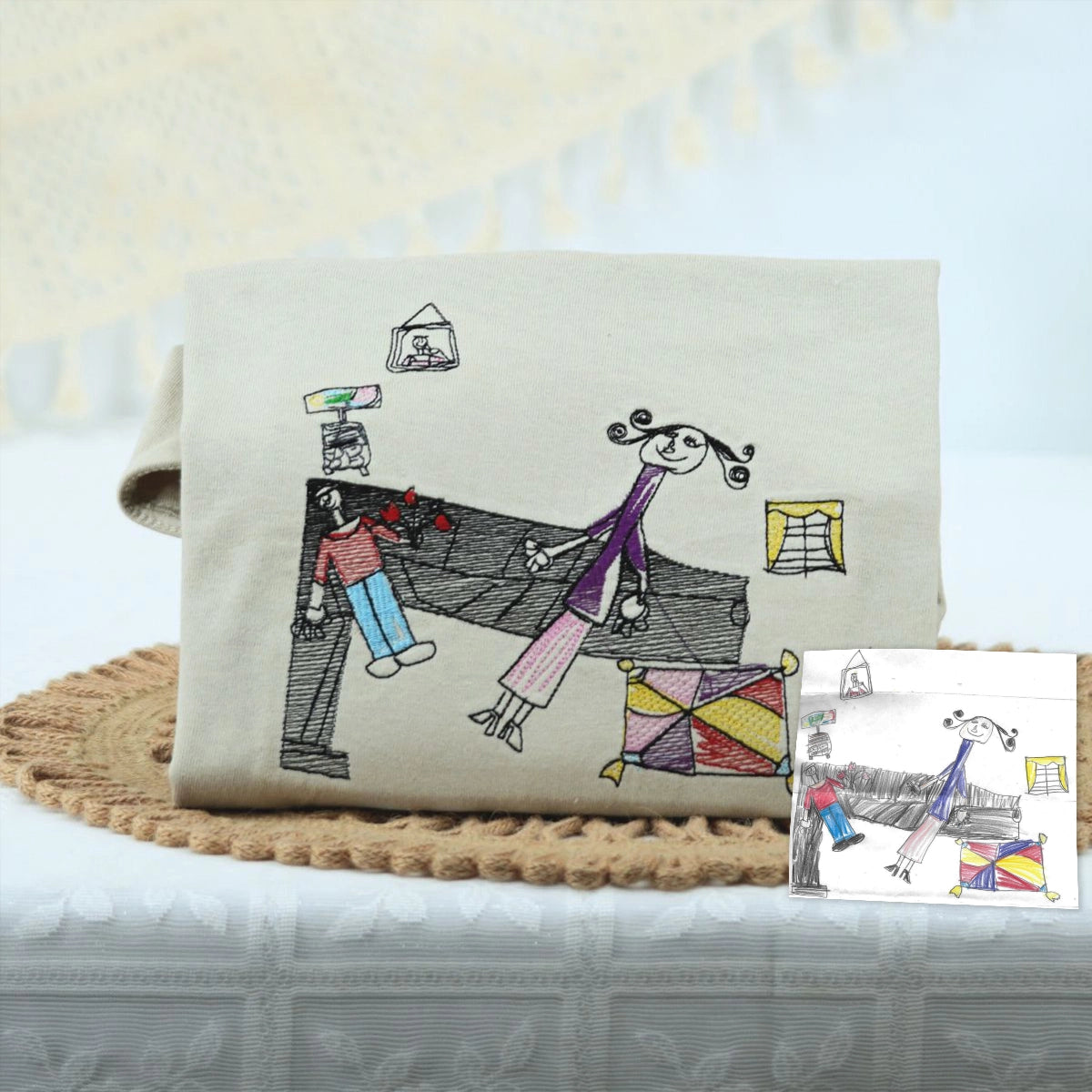 Folded Sand Kids Drawing Embroidery Sweatshirt, a unique and cozy gift for Mom