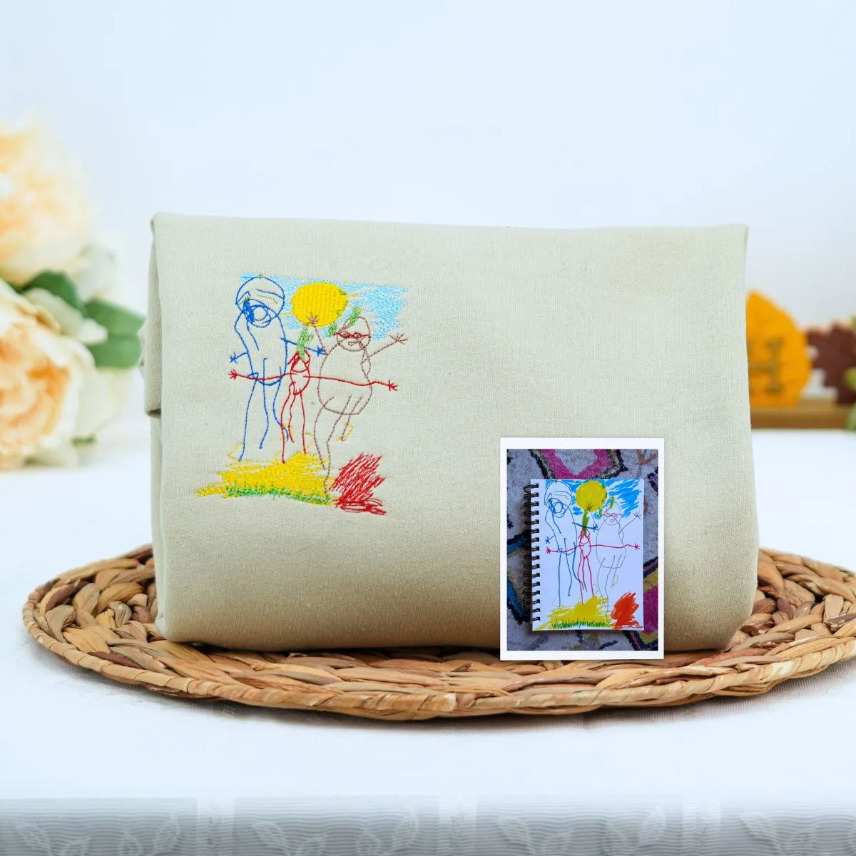 Folded Sand Kids Drawing Embroidery Sweatshirt, a unique and cozy gift for Mom