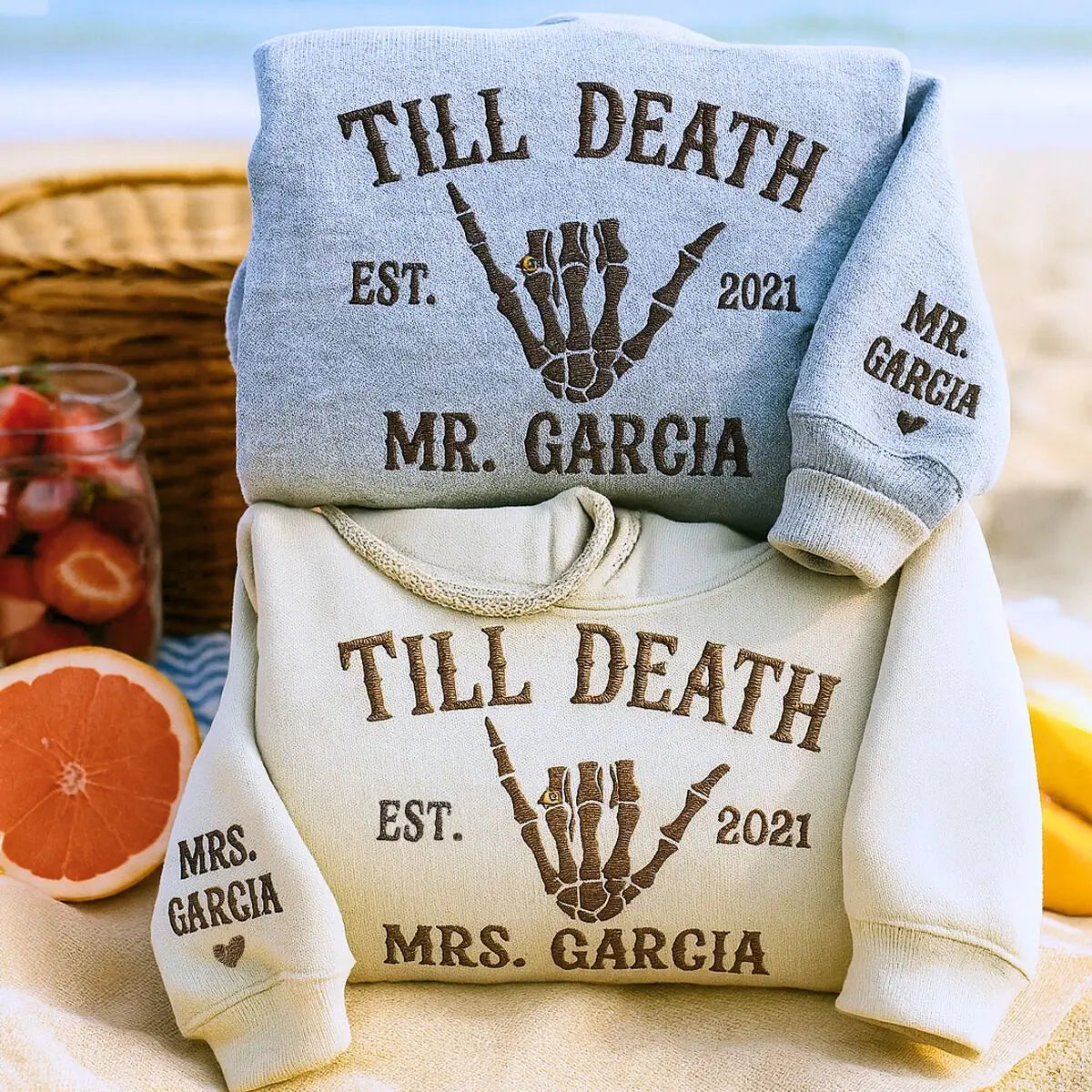 Sport Gray and Sand Till Death Sweatshirt. a meaningful gift for your partner