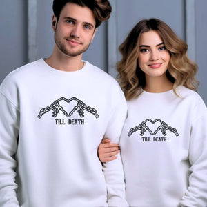 Skeleton Heart Sweatshirt or Hoodie, Custom Embroidered Gift for Couple Valentine Day