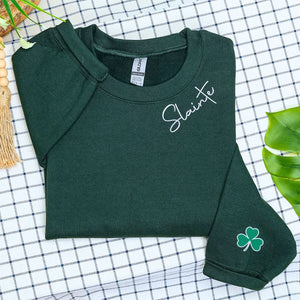 Slainte Sweatshirt or Hoodie, Personalized Embroidered for St Patrick's Day Gift