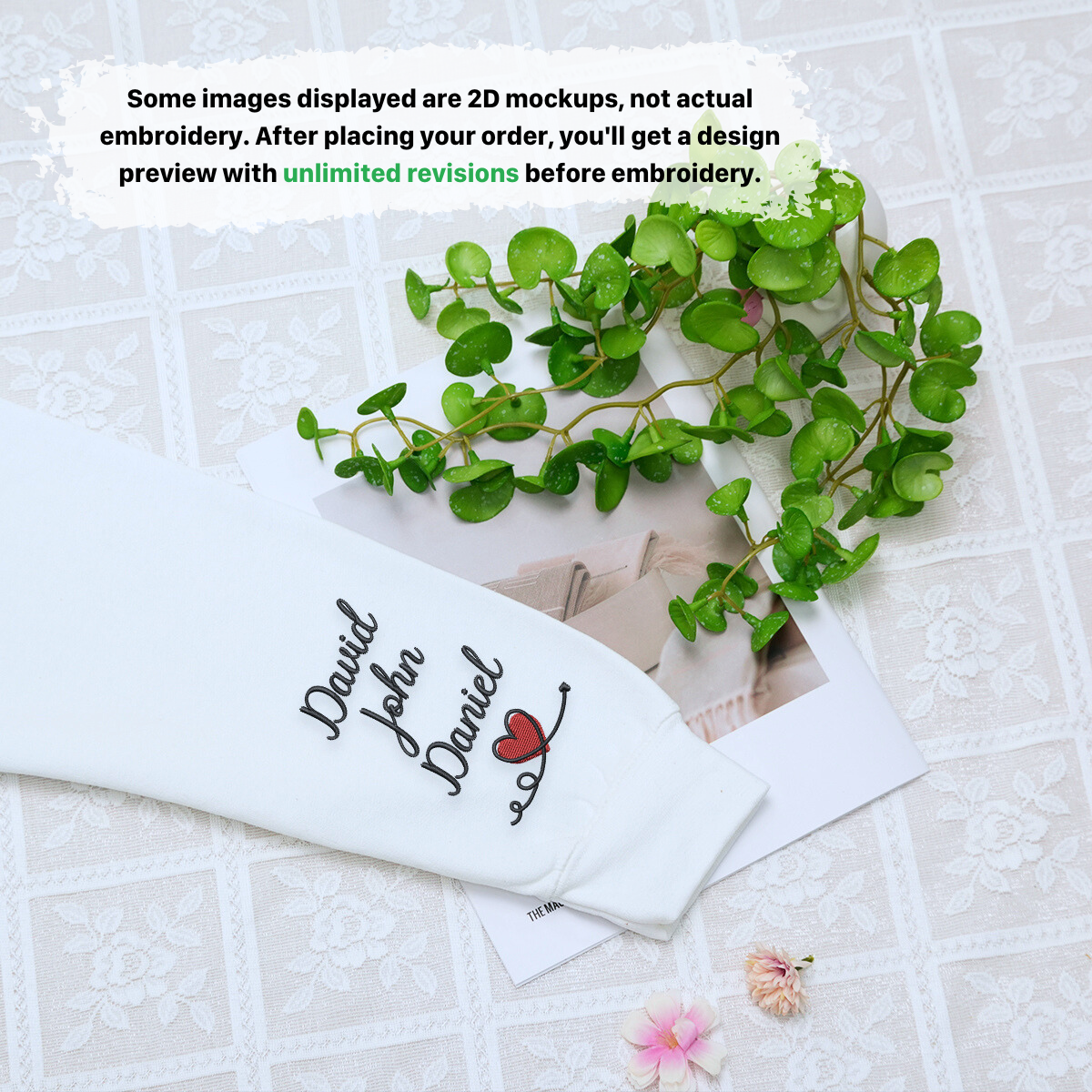 Boy Mom Sweatshirt or Hoodie with Embroidered Names on Sleeve, Custom Gift for Boy Mom