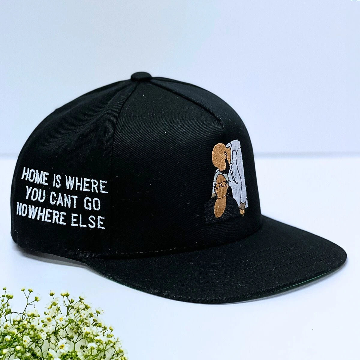 Black Snapback portrait hat with custom text on side embroidery, a meaningful gift for family and friends