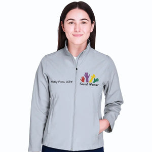 Custom embroidered social worker jacket with name and professional title MSW or LCSW