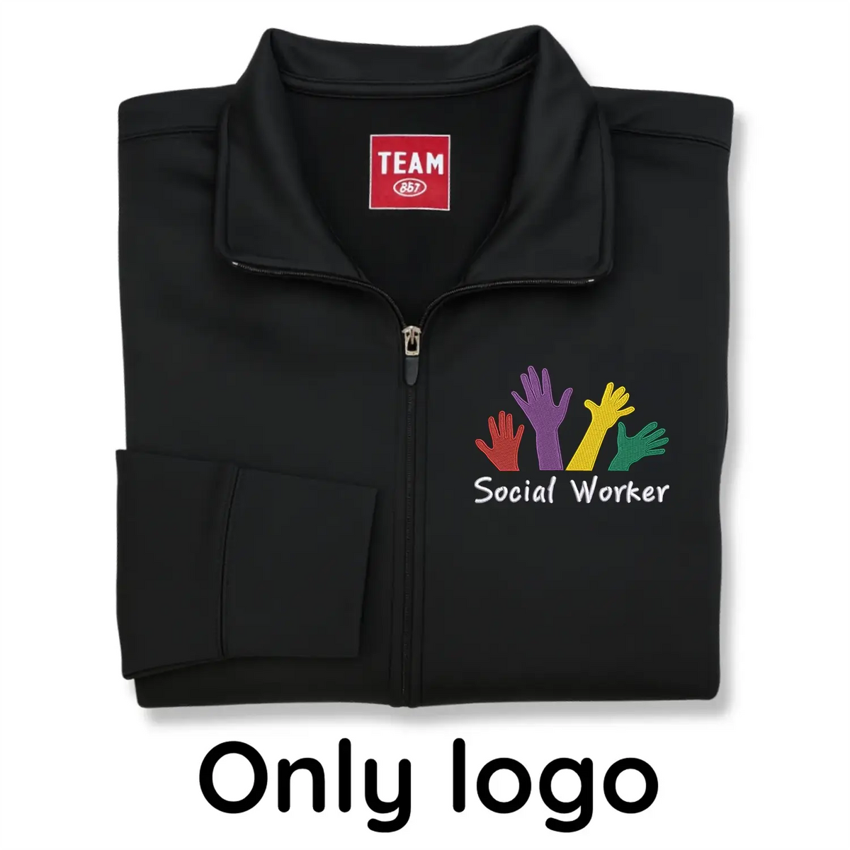 Custom embroidered social worker jacket with name and professional title MSW or LCSW