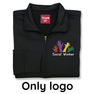 Custom embroidered social worker jacket with name and professional title MSW or LCSW