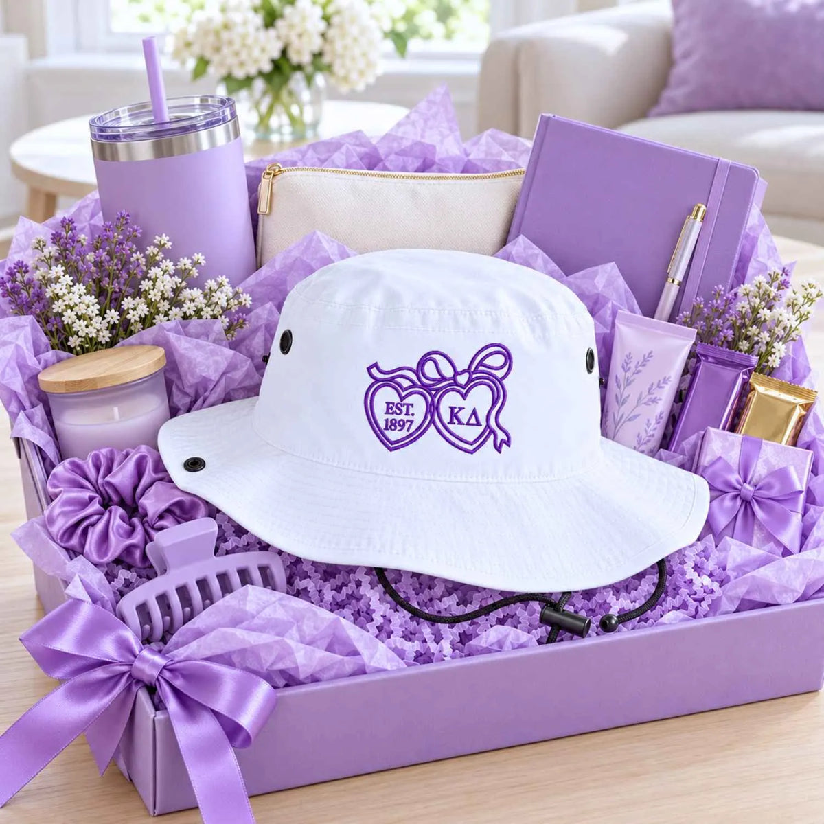 Custom Sorority Bucket Hats - Embroidered Text, Logo Sorority Greek Basket Booney Hat, Big Little Reveal Gift