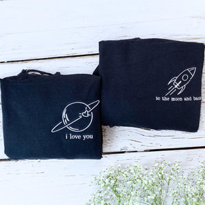 Custom Embroidered To The Moon and Back Matching Sweatshirt or Hoodie