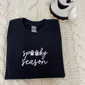 Spooky Season Crewneck with Ghost Embroidered Halloween Sweatshirts, Hoodie
