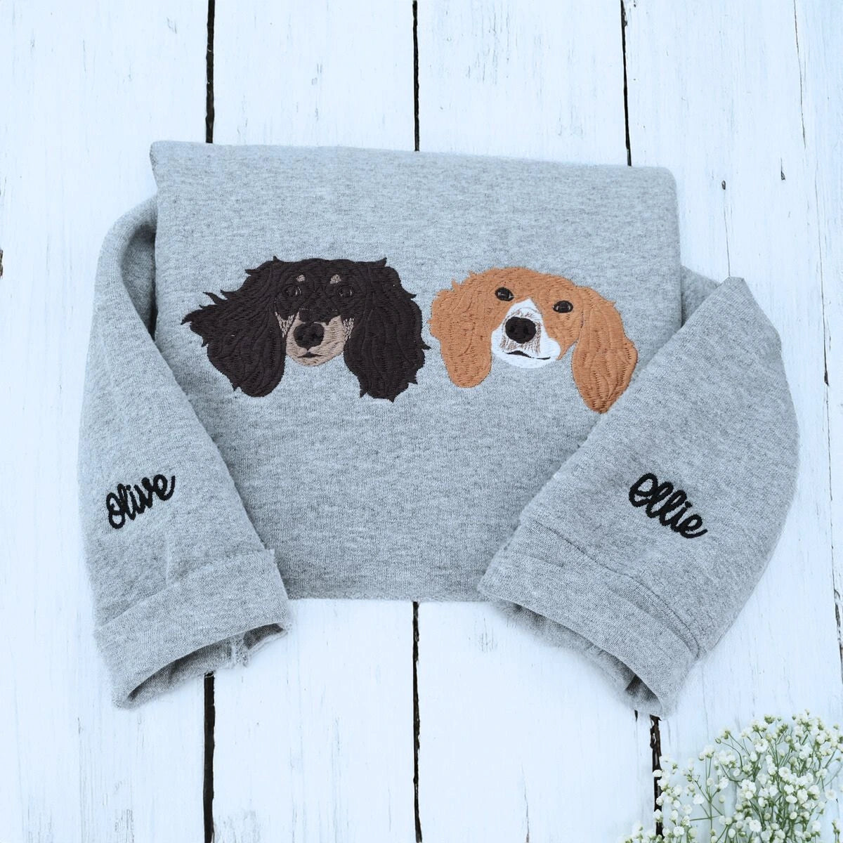Custom Dog Embroidered Sweatshirt, Hoodie