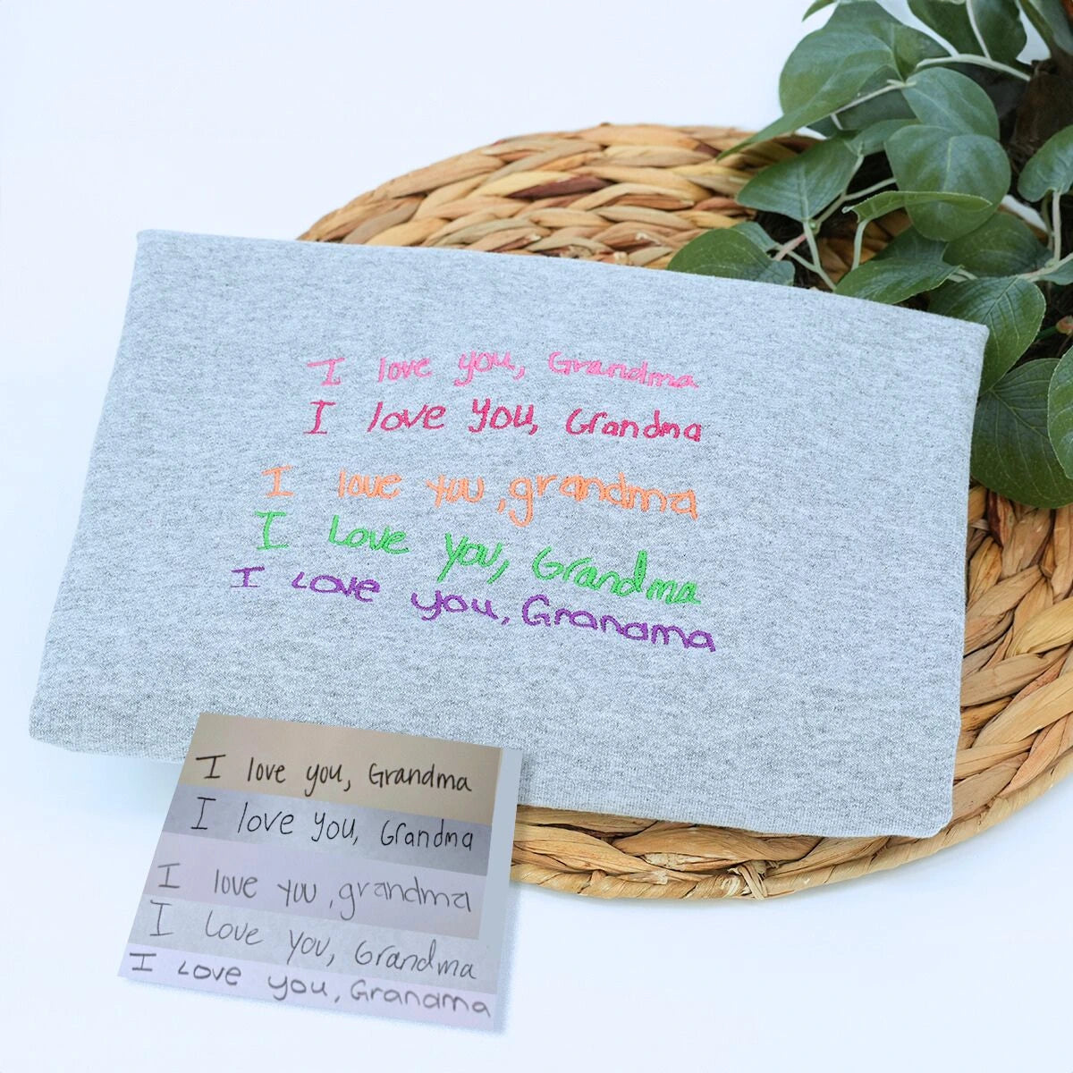 Sport Gray Handwriting Sweatshirt, Custom Meaningful Gift for Grandparents Day Grandma