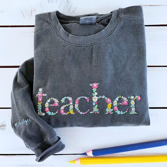 Teacher Embroidered Sweatshirt Main