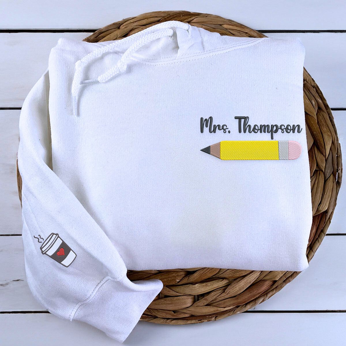 Custom Teacher Zip Up Hoodie or Quarter Zip Sweatshirt, Embroidered Gift for Teacher, Teacher Gift