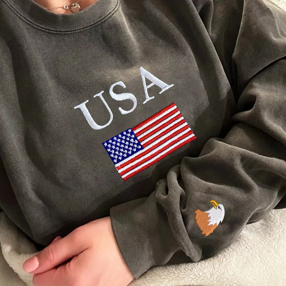 Embroidered Flag of the United States Shirt
