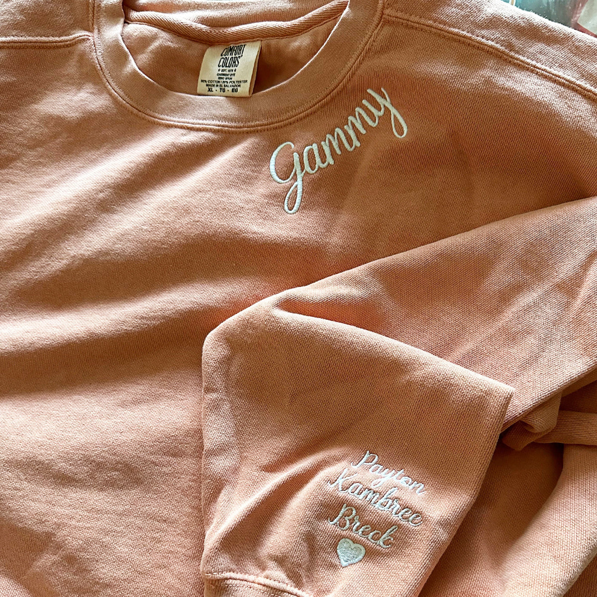 Comfort Color® Embroidered Mamaw Shirt with Grandkids Names