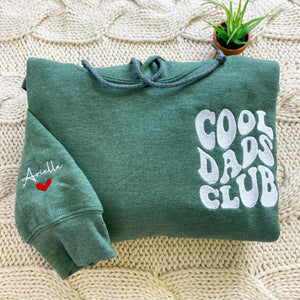 Cool Dads Club Sweatshirt or Hoodie with Embroidred Kids Names or Quote on Sleeve