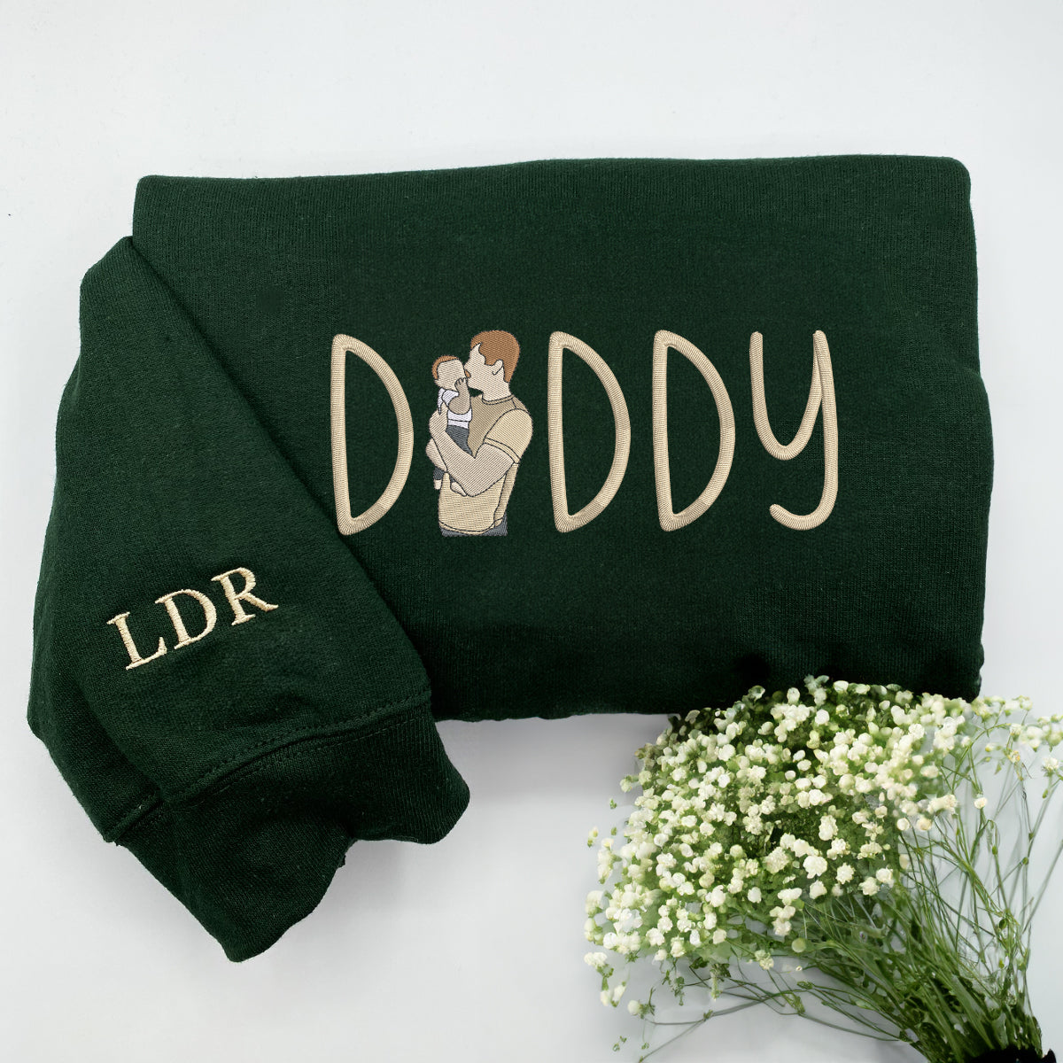 Papi Sweatshirt / Hoodie with Embroidered Portrait from Dad Photo