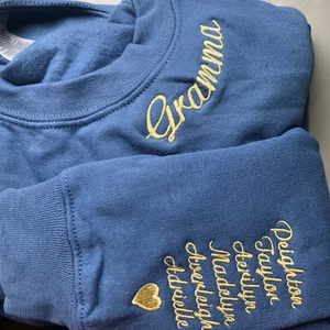 Custom Embroidered Gigi Sweatshirt with Kid Name on Sleeve
