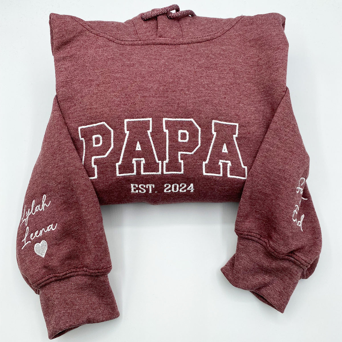 Personalized Gift for Papa with Embroidered Est Year Sweatshirt or Hoodie