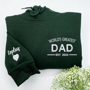 Custom Embroidered World's Greatest Dad Sweatshirt or Hoodie