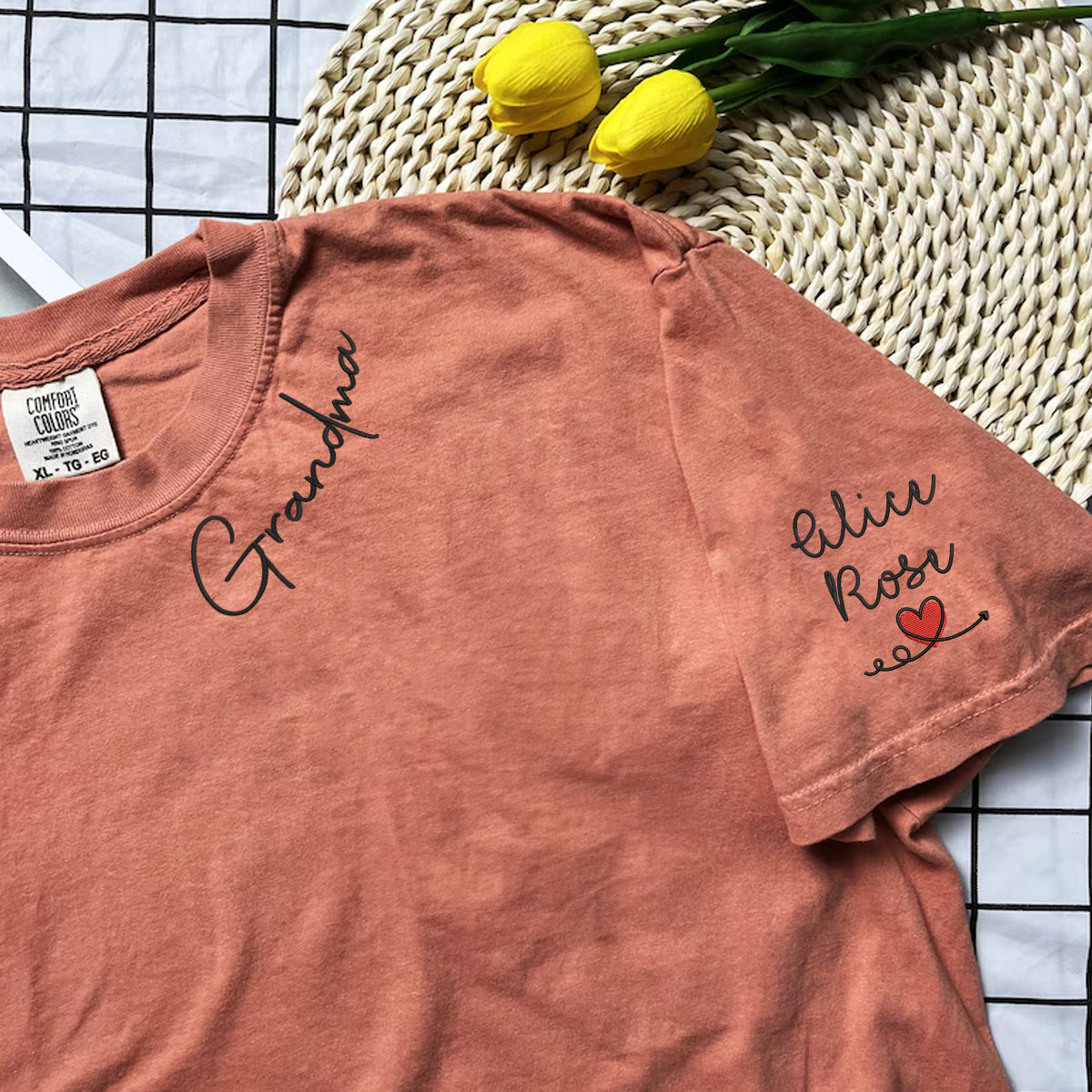 Comfort Color® Embroidered Mamaw Shirt with Grandkids Names
