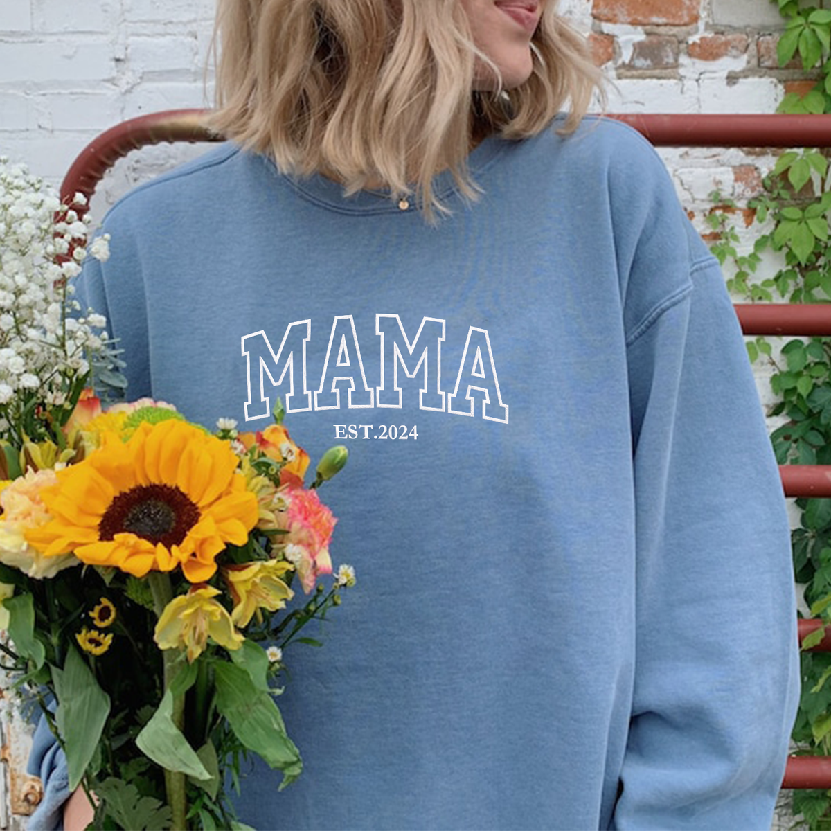 Custom Mama T-Shirt, Embroidered Gift for New Mom