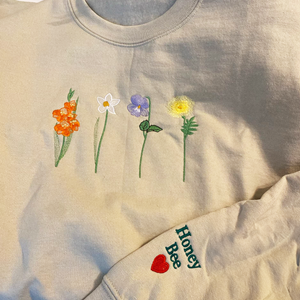 Custom Embroidered Birth Month Flower Sweatshirt or Hoodie