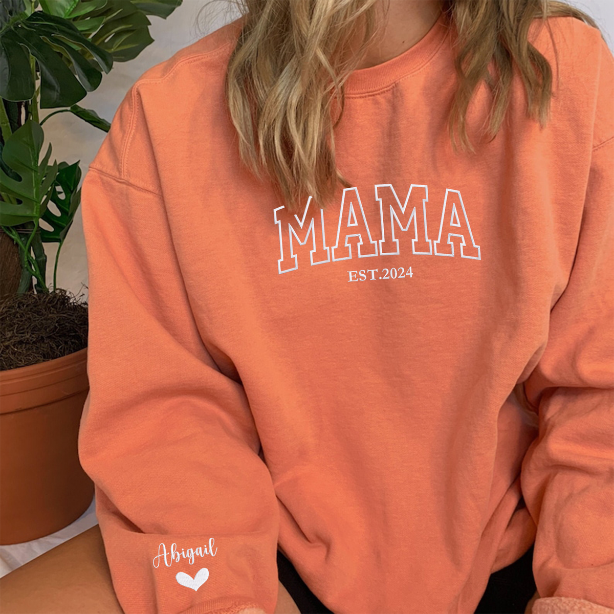 Custom Mama T-Shirt, Embroidered Gift for New Mom