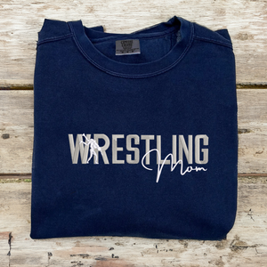 Comfort Color® Embroidered Wrestling Mom Shirt