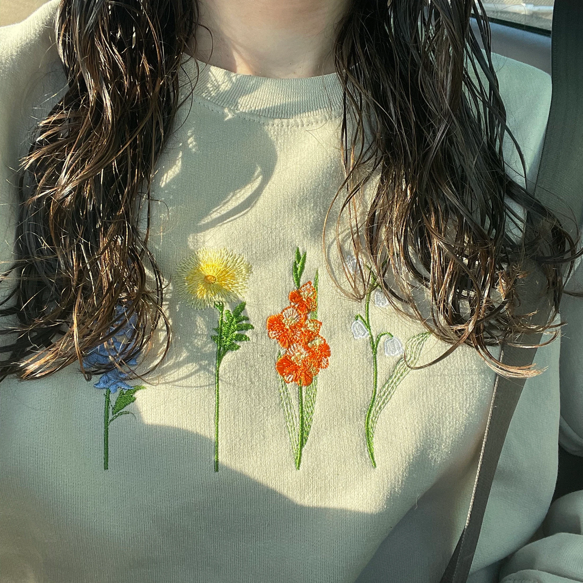 embroidered flower sweatshirt