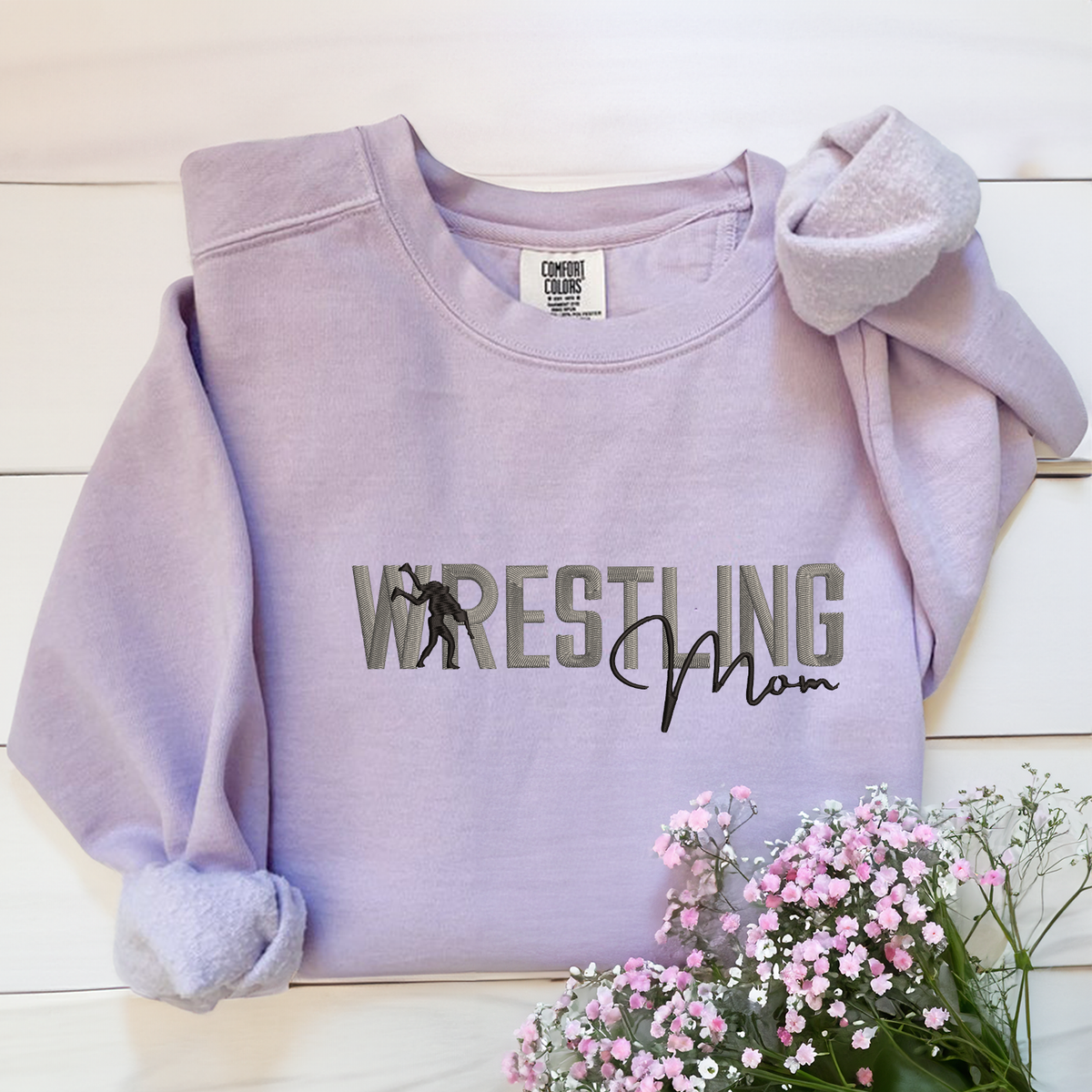 Comfort Color® Embroidered Wrestling Mom Shirt