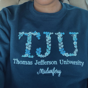 Custom Embroidered University College Floral Sweatshirt