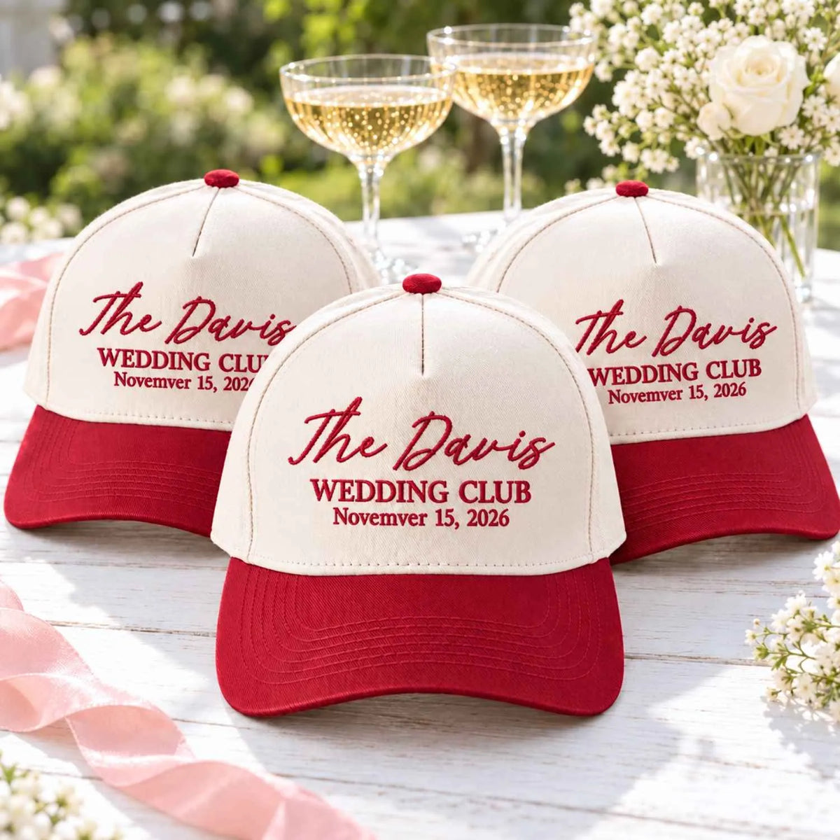 Custom Wedding Snapback Hat, Embroidered Bachelorette Party Baseball Cap for Bride Squad, Bridal Shower Keepsake