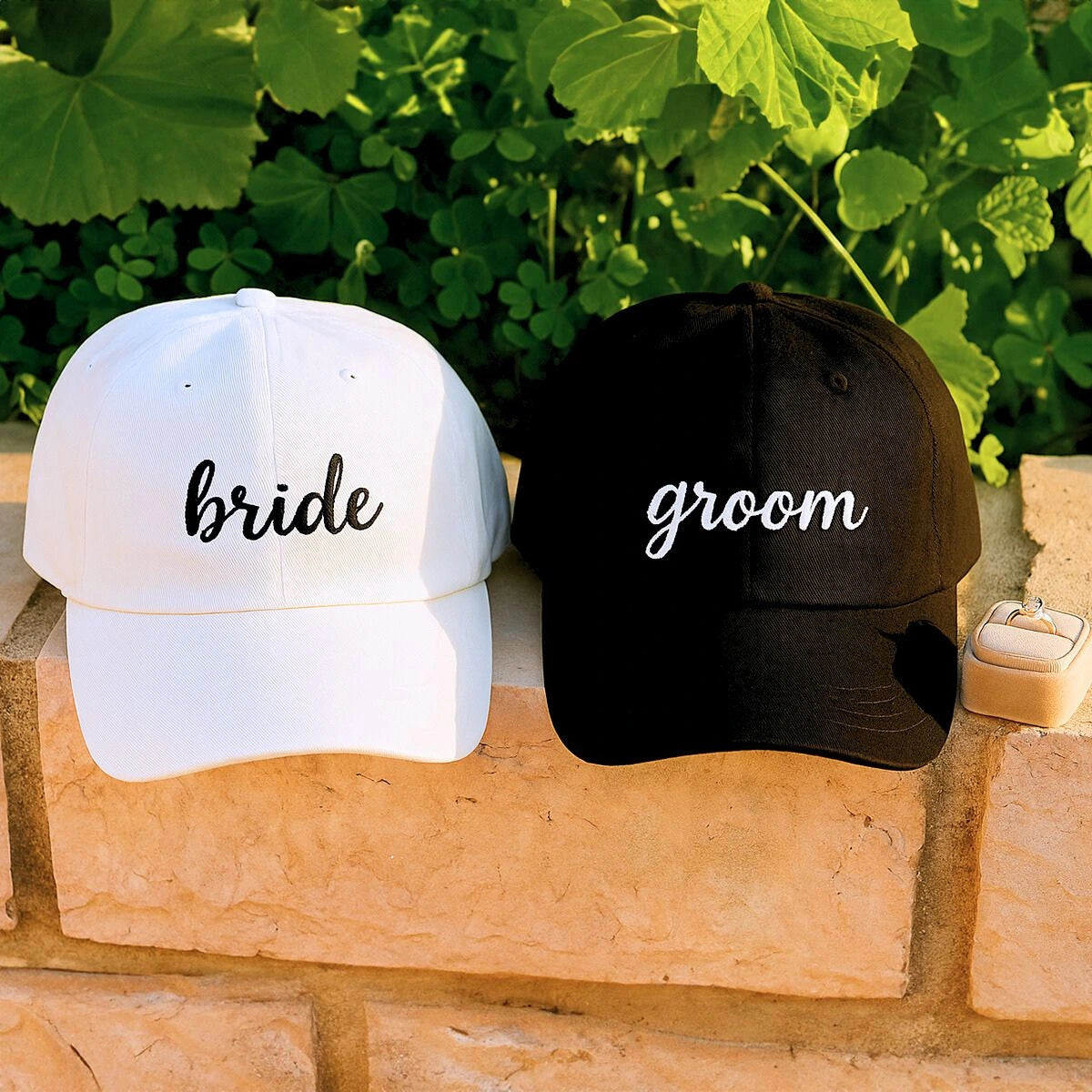 White Bride Black Groom Hat