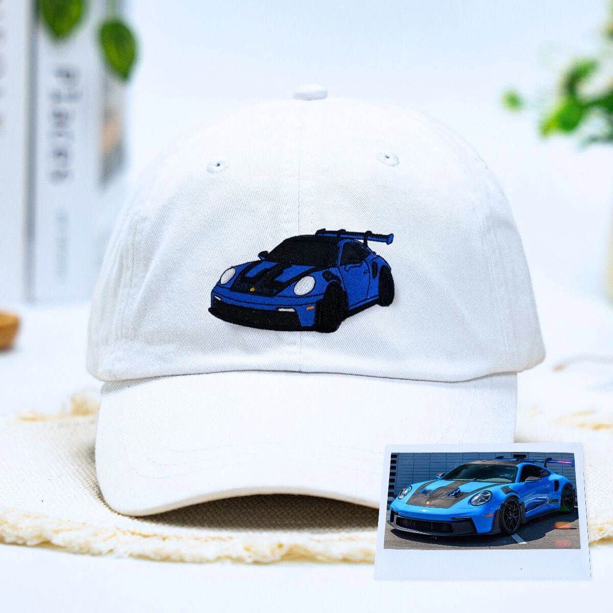 White Car Embroidered Hat, a meaningful gift for boyfriend husband dad